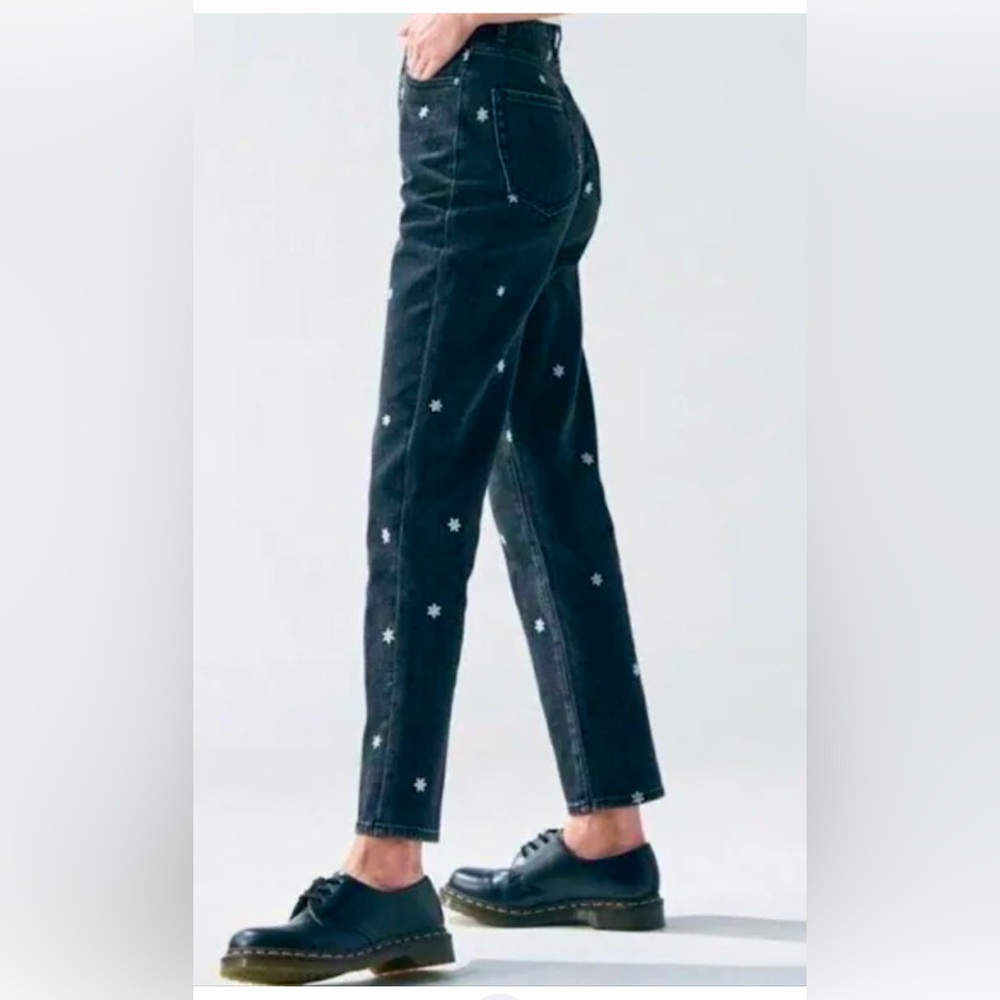 PacSun Black Jeans with White Floral Accents